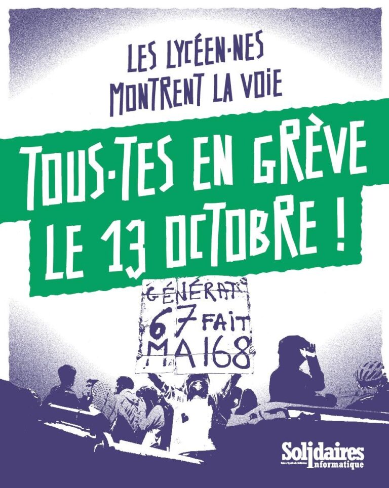 Les lycéen'nes montrent la voie, tous'tes en grève le 13 octobre !
